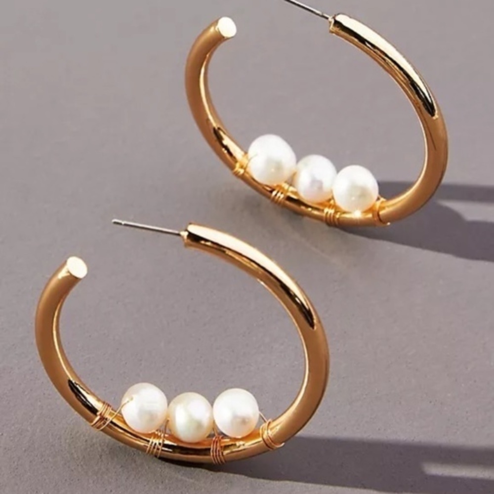 Anthropologie Embellished Hoop Earrings